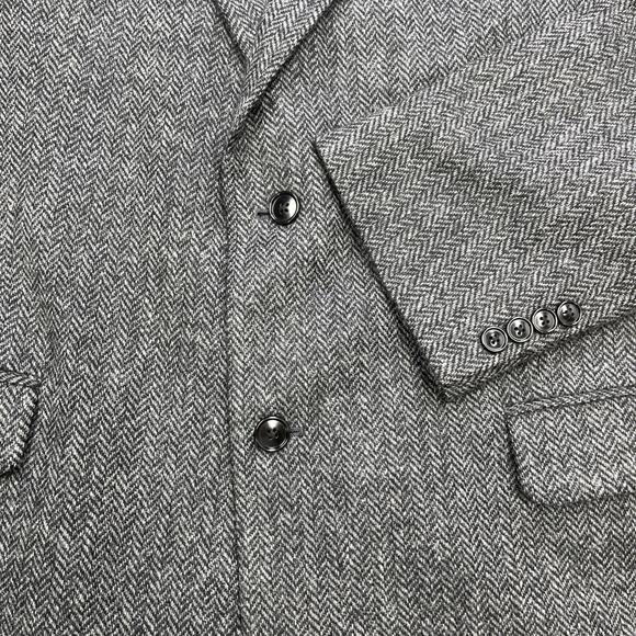 Vintage Barrington Herringbone Tweed Wool Sport Coat Jacket 44L Two Button Gray - Picture 10 of 16